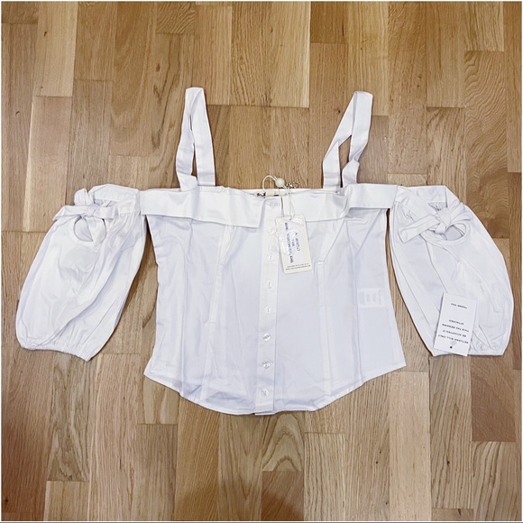 FOR LOVE & LEMONS VERA TAILORED COTTON BLOUSE SZ MEDIUM - BRAND NEW WITH TAGS - Picture 7 of 9